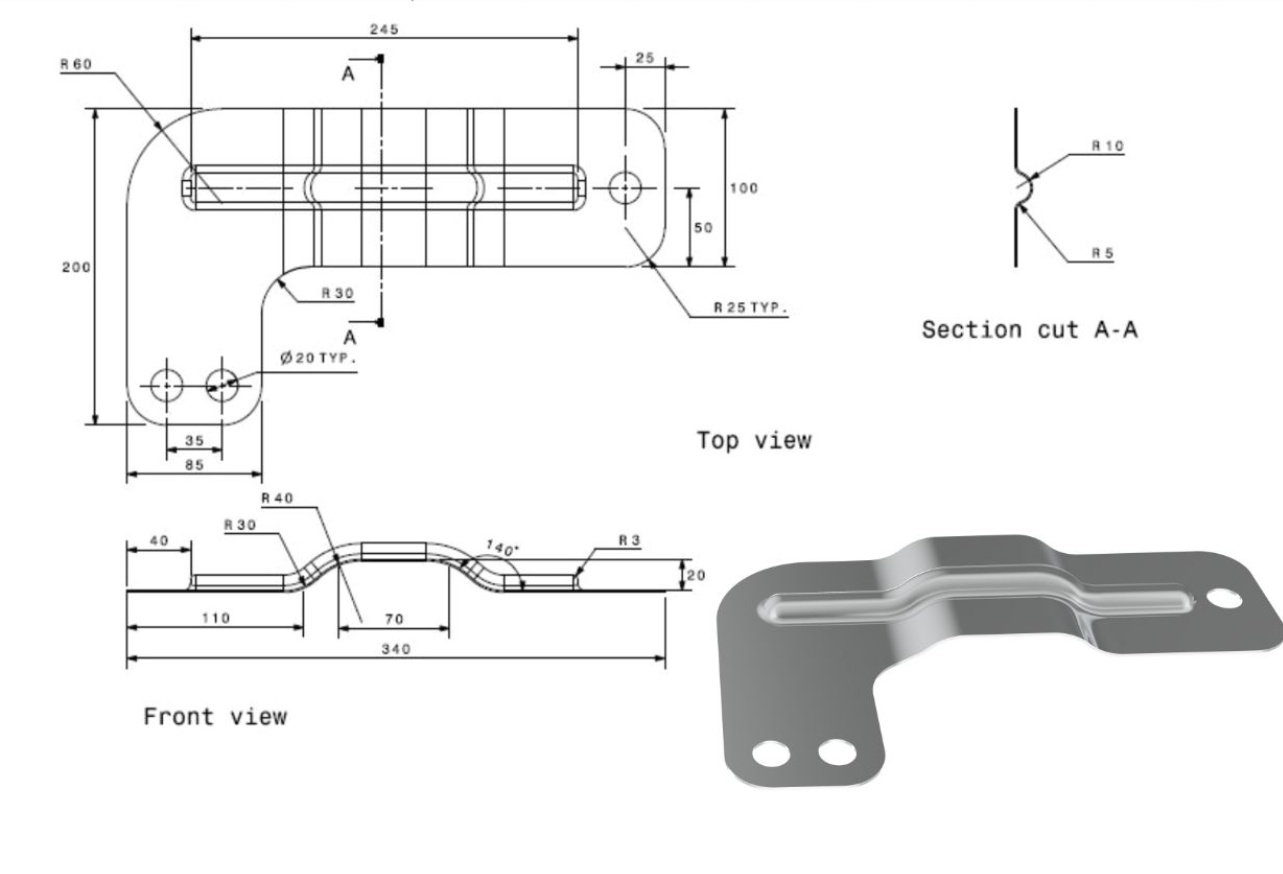 Creation of Metal Bracket from CAD 2D drawing I Projects SkillLync